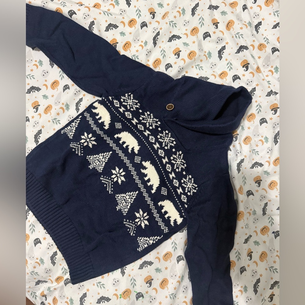 The Children's Place Navy Sweater with White Bear Design